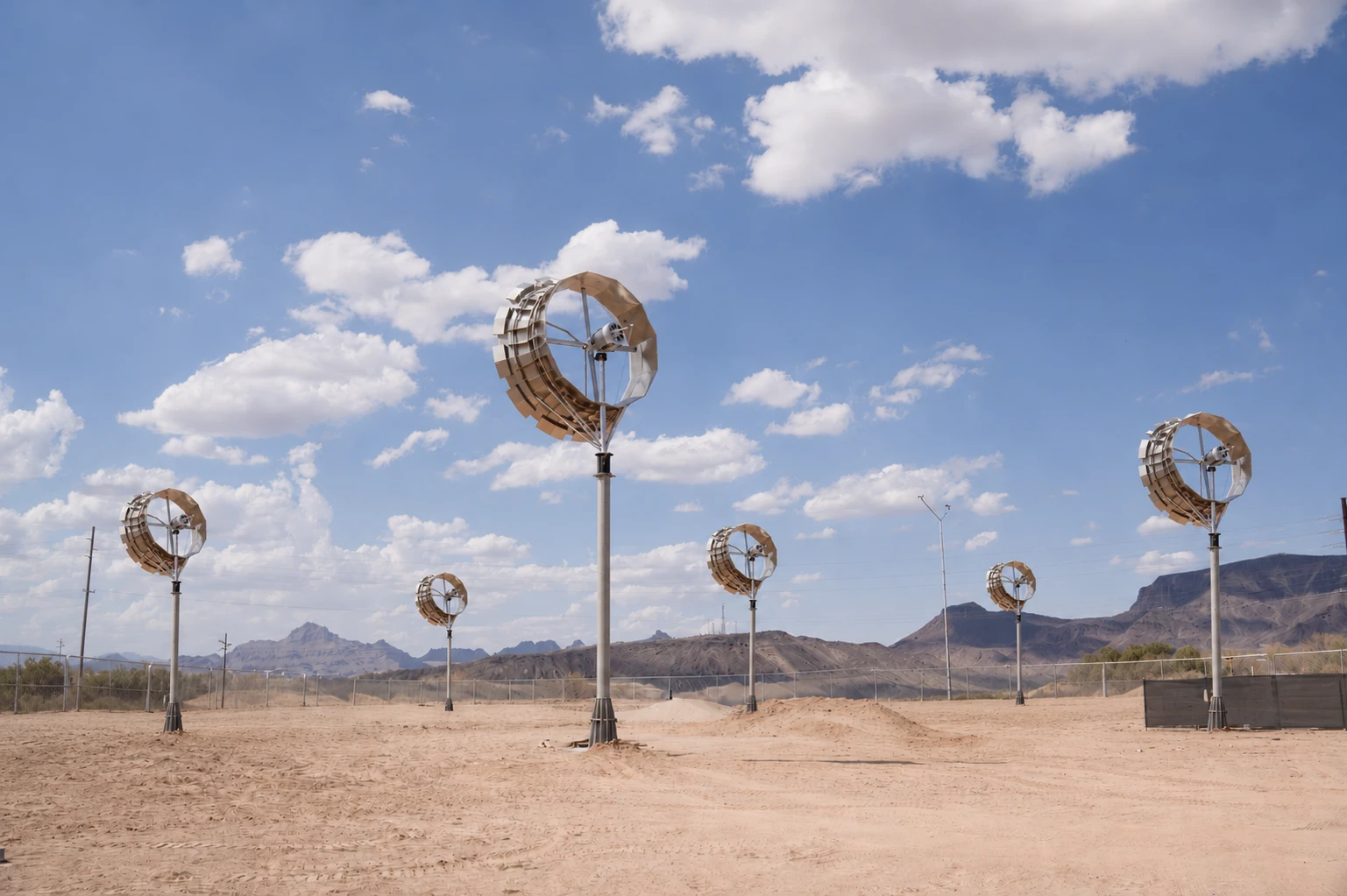 Mattur diffuser-augmented wind turbines installed across a development site