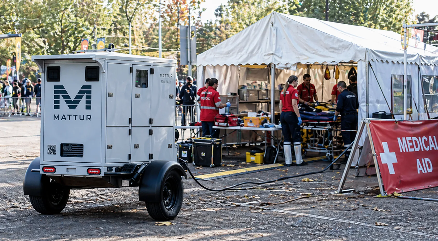 Mattur modular mobile power system deployed in an emergency response scenario